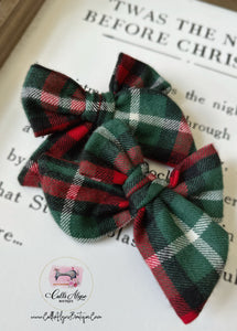 Christmas Plaid {sewn cotton bows}