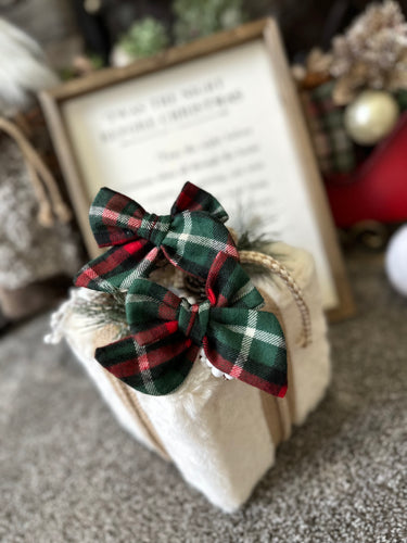 Christmas Plaid {sewn cotton bows}