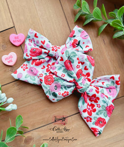 Sweetheart Floral {sewn cotton bows}